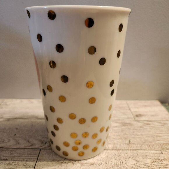 Ceramic Travel Mug with Lid Best Day Ever Polka Dot Charming Charlie - Picture 5 of 10